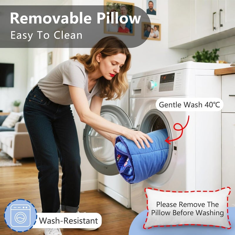 PRIMLECT Lightweight Toddler Nap Mat Perfect for Warm Sleepers, Portable Sleeping Bag with Removable Pillow and Fleece Blanket, Washable, Great for 3 Seasons, Daycare, Preschool, Boy and Girls - Image 5